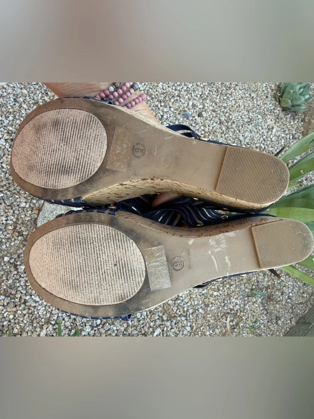Canyon River Blues Navy Striped Cork Wedge Sandals
